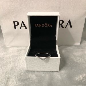 Pandora Sparkling Wishbone Ring
